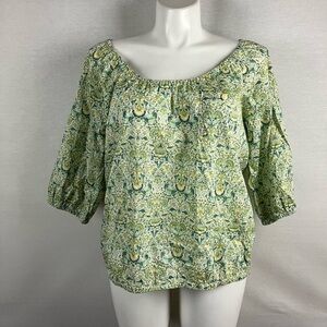 J. Crew Liberty, Large, Floral Green Women's Top